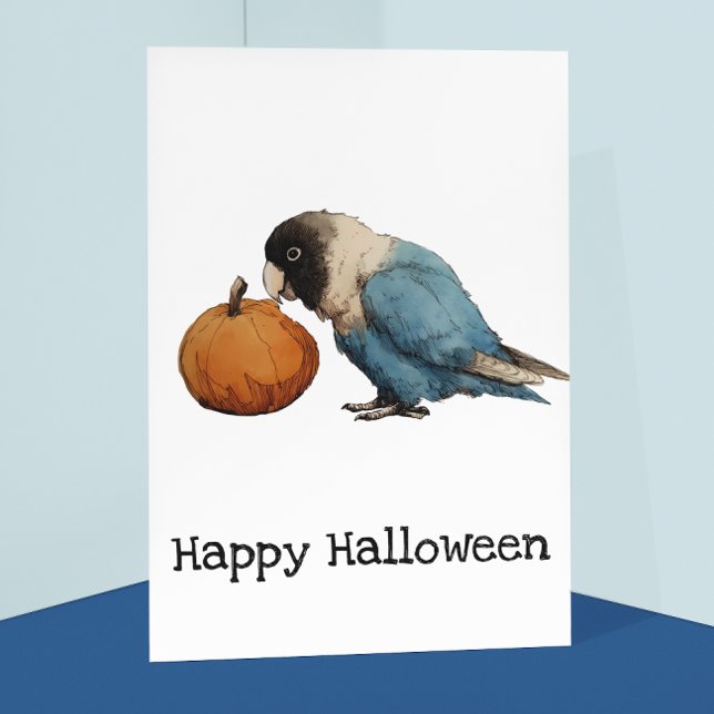Carte Postale Happy Halloween Lovebird Citrouille Dessin (Créateur téléchargé)