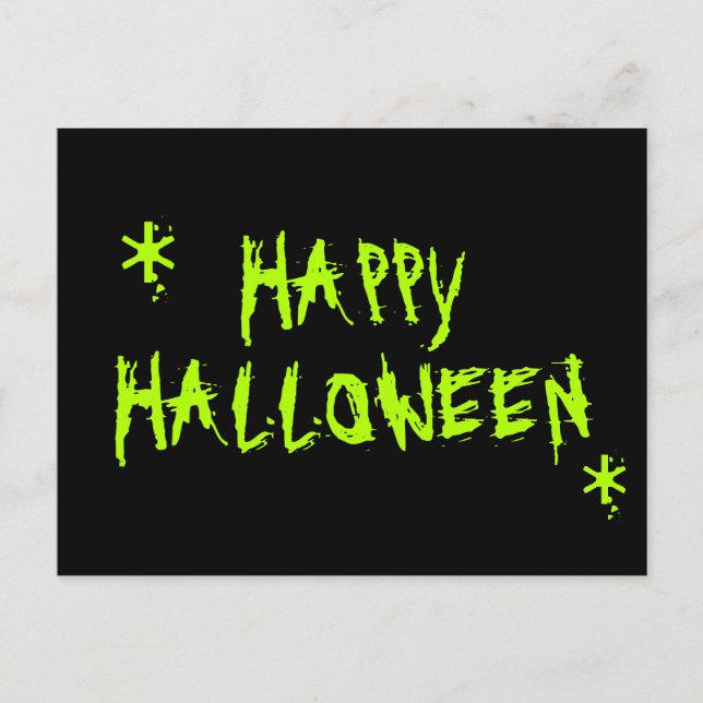 Carte Postale Happy Halloween mince néon vert et noir éffrayant (Devant)