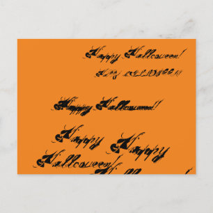 Carte Postale Happy Halloween rustique écriture cursive encre Wr
