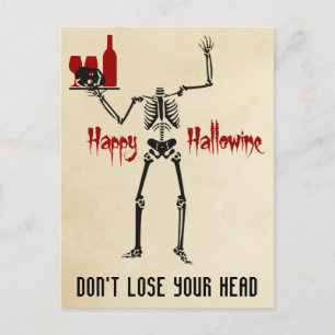 Carte Postale Happy Hallowine Skeleton sans tête