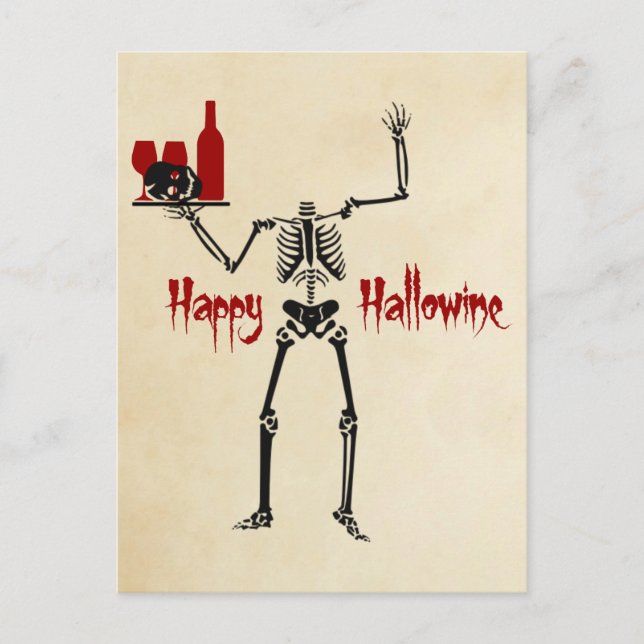 Carte Postale Happy Hallowine Skeleton sans tête (Devant)