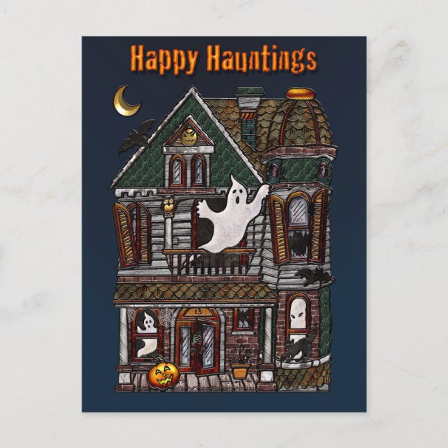 Carte Postale Happy Hauntings Haunted House Post Card (Devant)