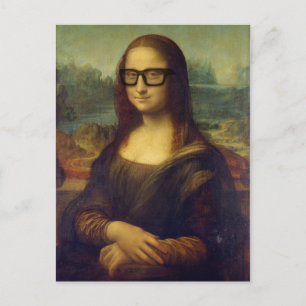 Carte Postale Happy Hipster Mona Lisa dans les lunettes Hipster 