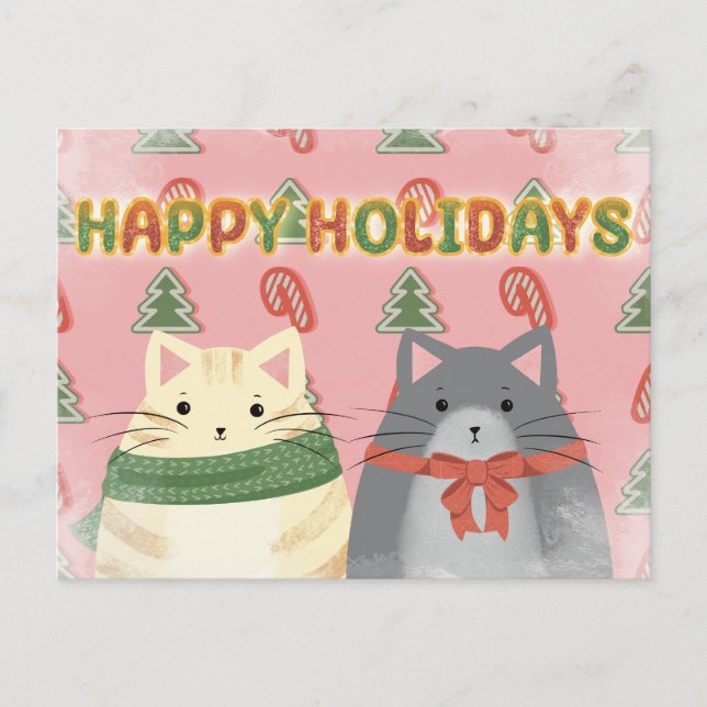 Carte Postale Happy Holidays Cats Postcard (Devant)