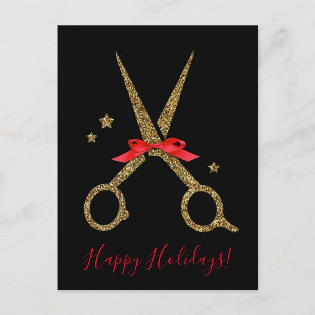 Carte Postale Happy Holidays - Golden parties scintillant Hair S (Devant)