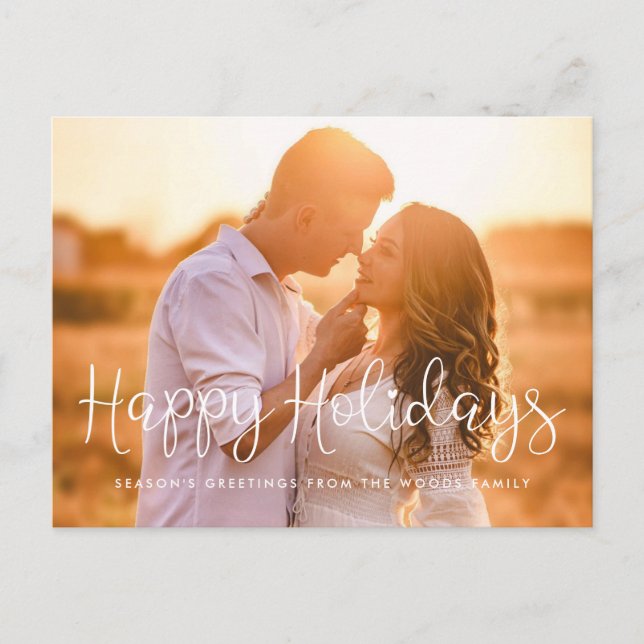 Carte Postale Happy Holidays Whimsical script photo (Devant)