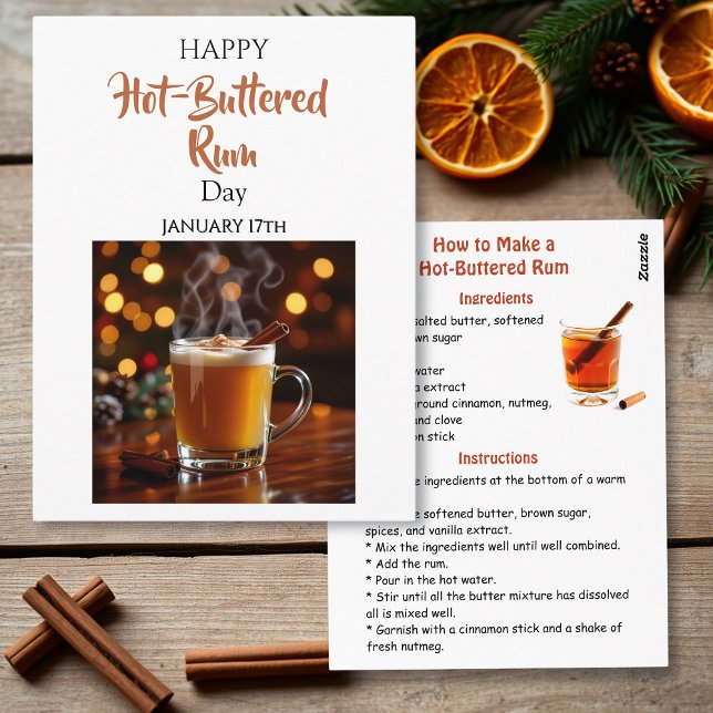 Carte Postale Happy Hot-Buttered Rum Day | January 17th (Créateur téléchargé)