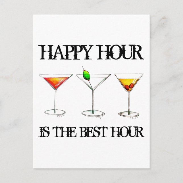 Carte Postale Happy Hour est la meilleure heure de cocktails de  (Devant)