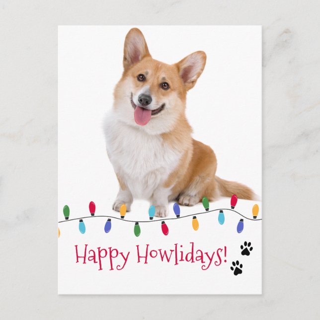 Carte Postale Happy Howlidays Chien Photo Festive Fêtes de Noël  (Devant)