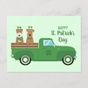 Carte Postale Happy Jour de la Saint Patrick Fil Fox Terrier chi