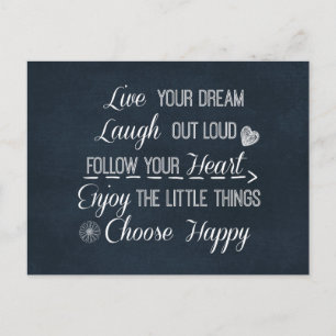Carte Postale Happy Life Rules Citations Affirmations