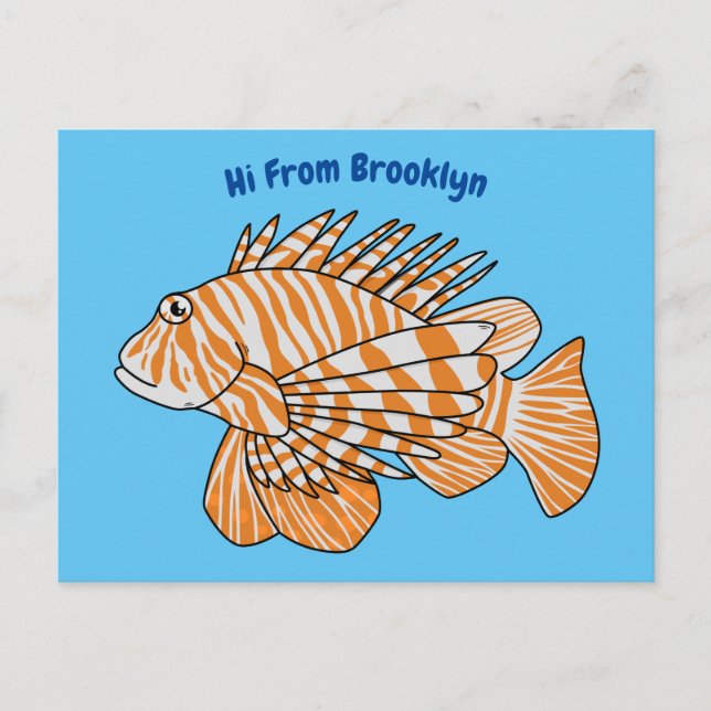 Carte Postale Happy lionfish cartoon illustration (Devant)