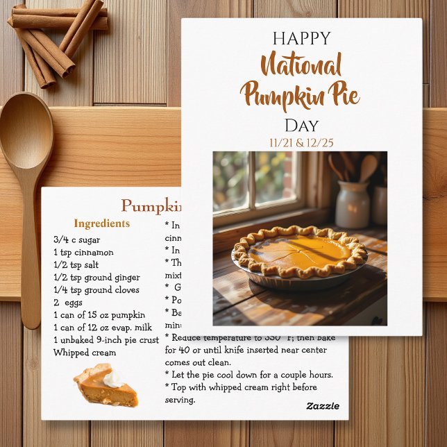 Carte Postale Happy National Pumpkin Pie Day Recipe  (Créateur téléchargé)