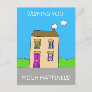 Carte Postale Happy New Home Fun Cartoon House