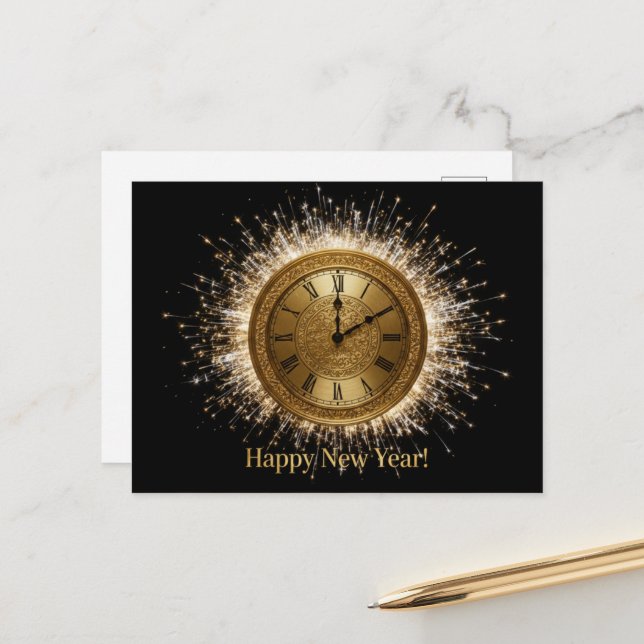 CARTE POSTALE HAPPY NEW YEAR 2026  (Devant/Arrière en situation)