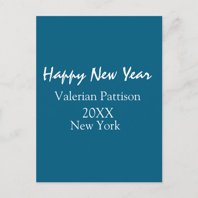 Carte Postale Happy new year blue name place year boho simple  (Devant)