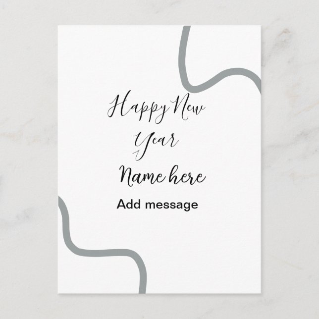 Carte Postale Happy new year name message gray simple holiday  (Devant)