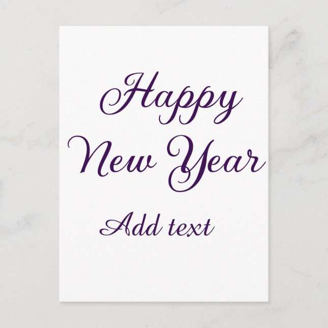 Carte Postale Happy new year purple calligraphy simple minimal  (Devant)