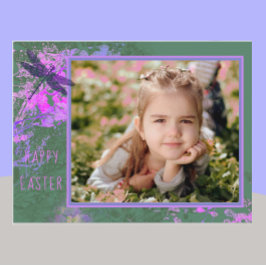 Carte Postale Happy Pâques Abstrait Floral Art Cadre photo Postc