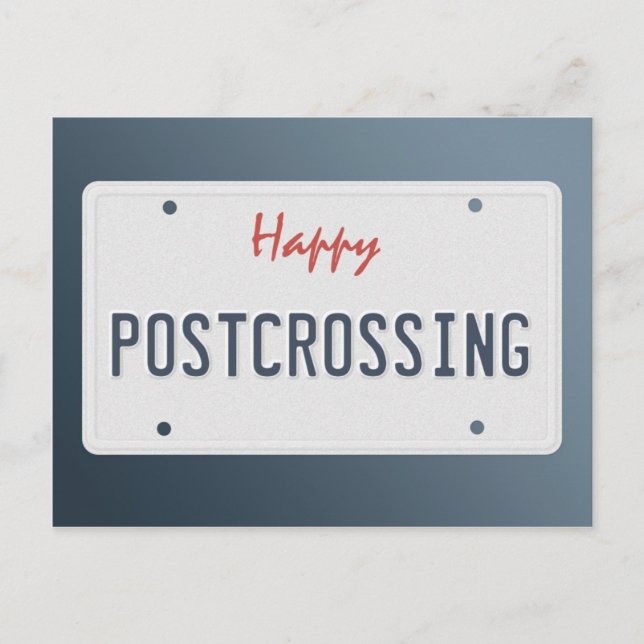 Carte postale "Happy Postcross License Plate" (Devant)
