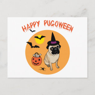 Carte Postale Happy Pugoween Carlins Tee - shirts, Cadeaux