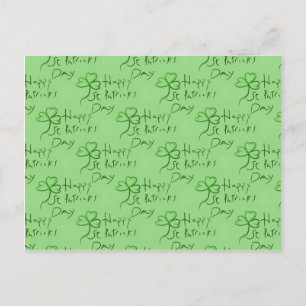 Carte Postale Happy St Patrick's Day Shamrock Clover manuscrit