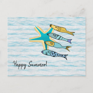 Carte Postale Happy Summer Starfish and Fishers