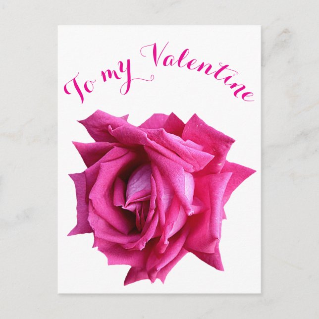 Carte Postale Happy Valentine joli rose chaud rose classe floral (Devant)