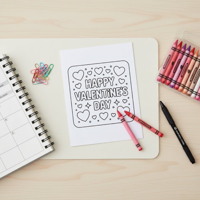 Carte Postale Happy Valentine’s Day Coloring for Students (Créateur téléchargé)