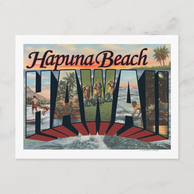 Carte Postale Hapuna Beach, Hawaii - Scènes aux grandes lettres (Devant)