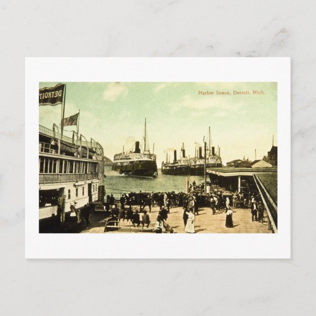 Carte Postale Harbour Scene, Detroit, Michigan (Devant)