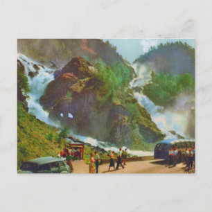 Carte Postale Hardanger, Latefoss cascade, Norvège, Vintage