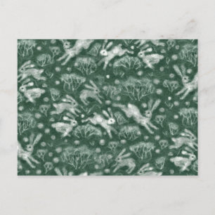 Carte Postale Hares Neige Champ Blanc lapins d'hiver Animal d'hi