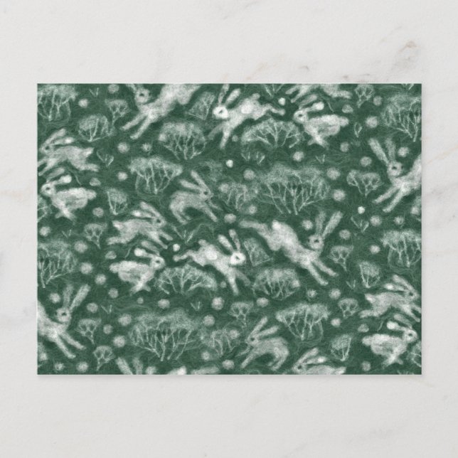 Carte Postale Hares Neige Champ Blanc lapins d'hiver Animal d'hi (Devant)