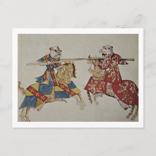Carte Postale Harley 4205 f.366 chevaliers joutants, c.1445 (Devant)