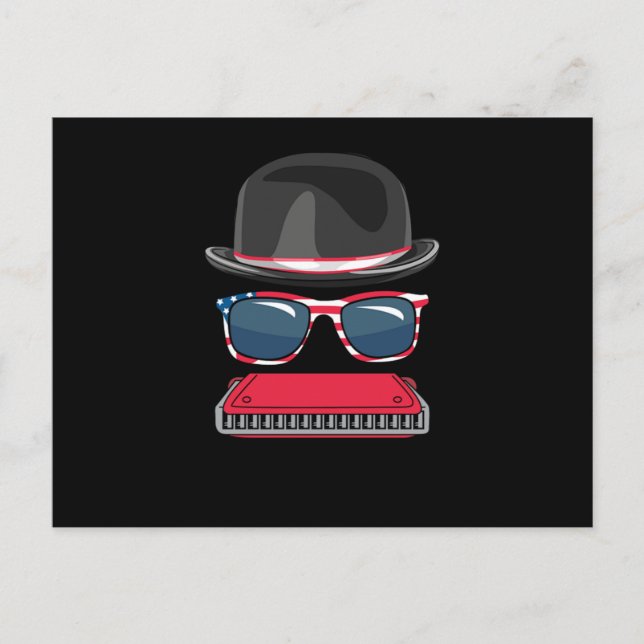 Carte Postale Harmonica Blues Music Audio Instrument Sound Gift (Devant)