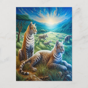 Carte Postale Harmonie Feline dans le pré