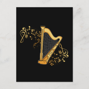 Carte Postale Harp Joueur Cadeaux Filles Harpist Femmes Harpe Mu