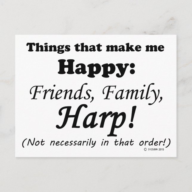 Carte Postale Harp Me Rend Heureux (Devant)