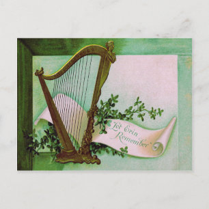 Carte Postale Harpe d'Érin Shamrock Vert