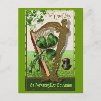 Carte Postale Harpe d'Erin Vintage St. Patrick's Day