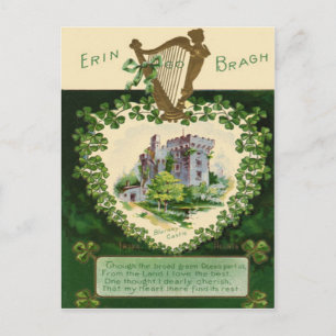 Carte Postale Harpe du château de Blarney vintage d'Erin St Patr