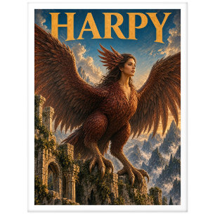 Carte Postale Harpie, Monstre Fantastique Gothique
