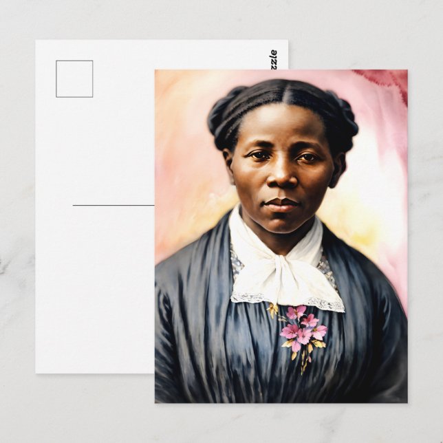Carte Postale Harriet Tubman Aquarelle Portrait Art (Devant / Derrière)