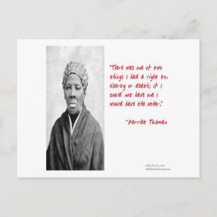 Carte Postale Harriet Tubman "Liberté Ou Mort" Citations Cadeaux