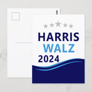 Carte Postale Harris Walz 2024 pour le président Blue Wave
