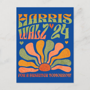 Carte Postale Harris Walz 2024, pour un demain plus brillant