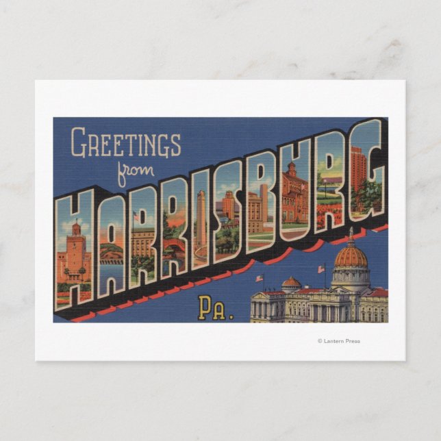 Carte Postale Harrisburg, Pennsylvanie - Scènes de grandes lettr (Devant)
