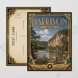 Carte Postale Harrison Arkansas Art Déco Vintage Âge d'Or