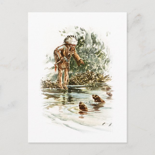 Carte Postale Harrison Fisher Chanson de Hiawatha Red Indian Ott (Devant)